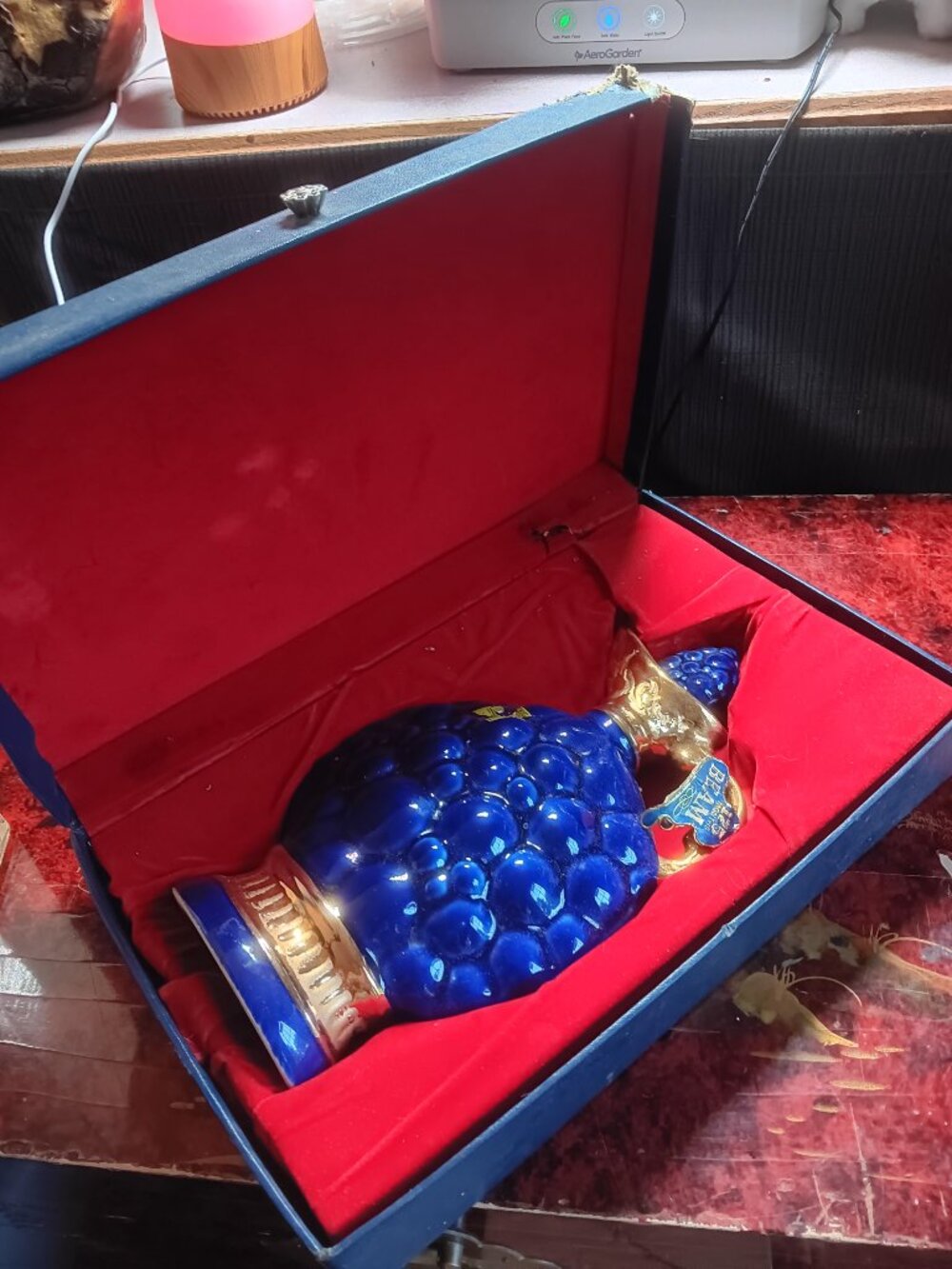 Jim Beam 175 Months Decanter Cobalt Blue Grape Regal China With Box***READ***